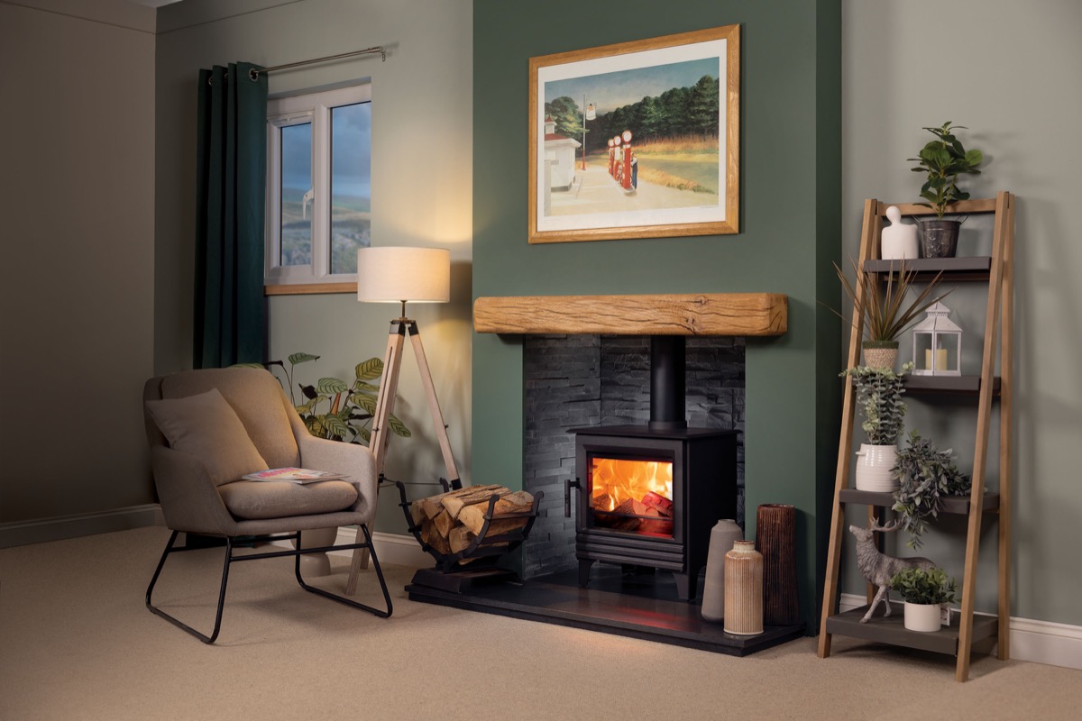 Oak beam over a stove