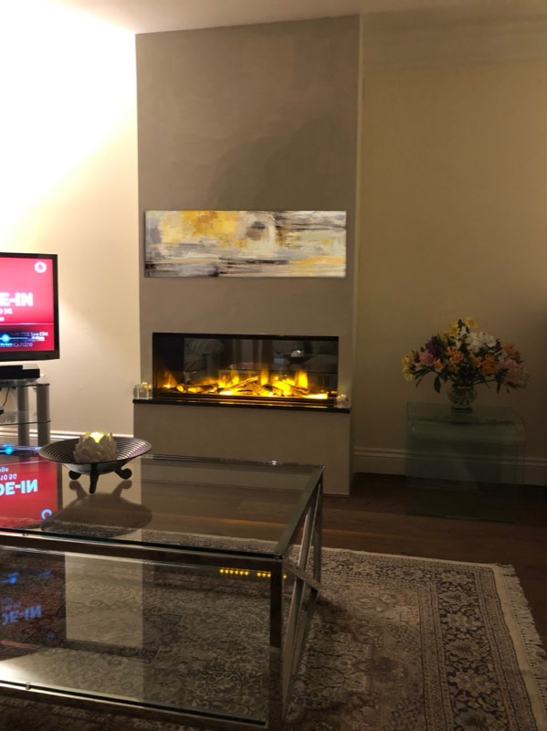 Media wall fireplace installed by Wakefords