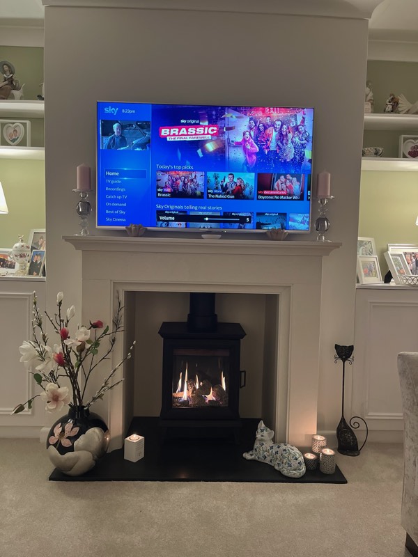Media wall fireplace installed by Wakefords
