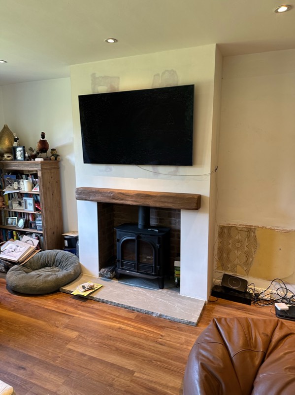 Media wall fireplace installed by Wakefords